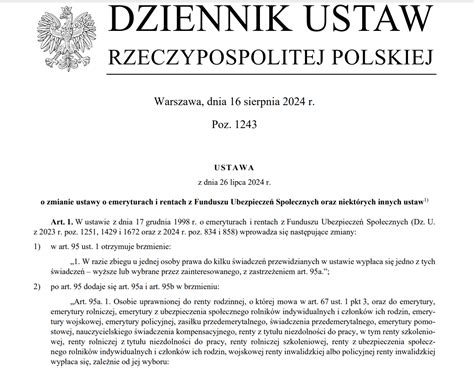 Ustawa O Rencie Wdowiej Opublikowana W Dzienniku Ustaw Lex