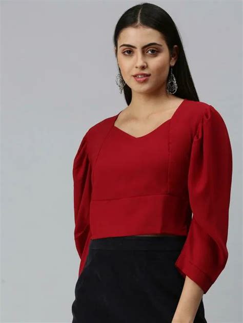 Buy Show Off Womens Maroon Solid Polyester Cinched Waist Top Online At Best Prices In India