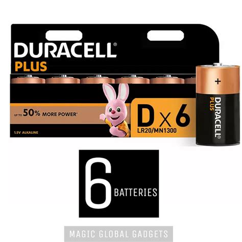 6 X Duracell D Plus Power Alkaline Batteries Duralock Lr20 Mn1300 Longest Expiry 5000394019232