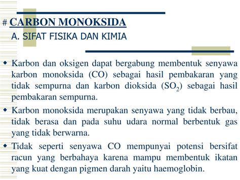 PPT CARBON MONOKSIDA A SIFAT FISIKA DAN KIMIA PowerPoint