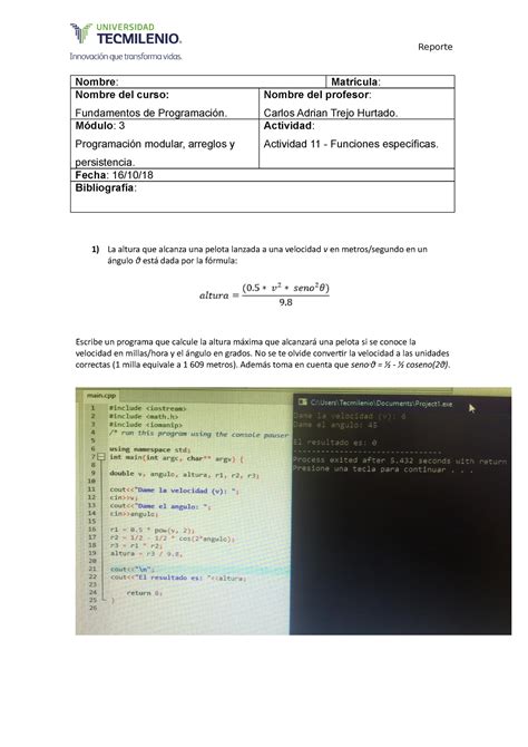 Tarea Fd P Reporte Nombre Matr Cula Nombre Del Curso Fundamentos