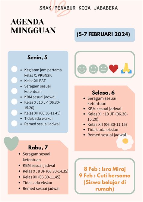 Jadwal Mingguan 5 Februari 10 Februari 2024