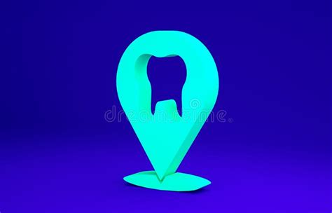 Green Dental Clinic Location Icon Isolated On Blue Background