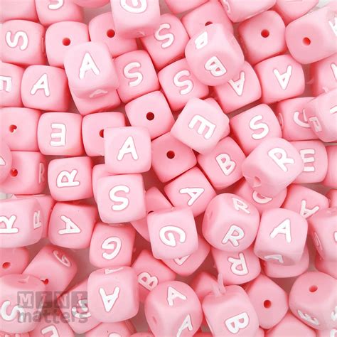 Pink Alphabet Silicone Beads Mini Matters