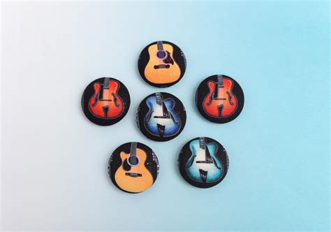 Jumbo Guitar Magnets Set of 6 Assorted Color Guitars 1 - Etsy
