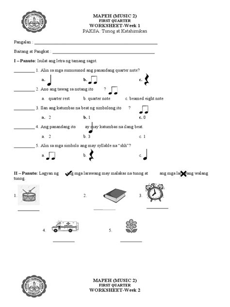 Mapeh 2 Worksheets Week 1 2 Pdf