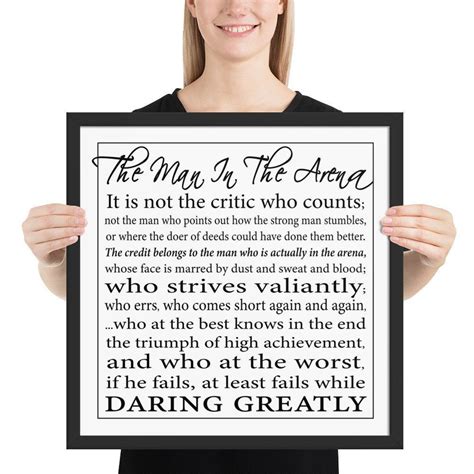 Daring Greatly Print The Man In The Arena Framed Quote By Theodore