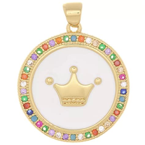 Pendentif rond avec oxydes de Zirconium résine époxy 25x23 mm motif