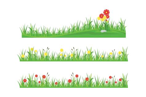 Collection Of Grass And Flowers 11651424 Vector Art At Vecteezy