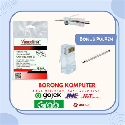 Promo Konektor RJ45 Vascolink UTP Cat6 Gold EZ LITE Anti Gagal Cat6