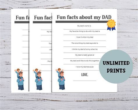 All About My Dad Questionnaire Printable Fathers Day T From Kids