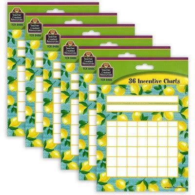 Teacher Created Resources Lemon Zest Incentive Charts Per Pack