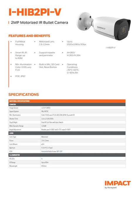 IP Camera Impact By Honeywell I HIB2PI V Camera Range 80mtr At Rs