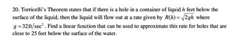 20. Torricelli's Theorem states that if there is a | Chegg.com