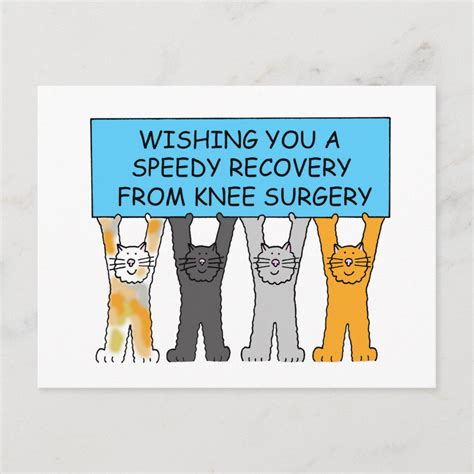 Knee Surgery Speedy Recovery Cartoon Cats Postcard Zazzle