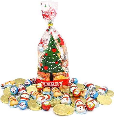 Milk Chocolate Festive Balls Gold Coins Father Christmas Figures In A