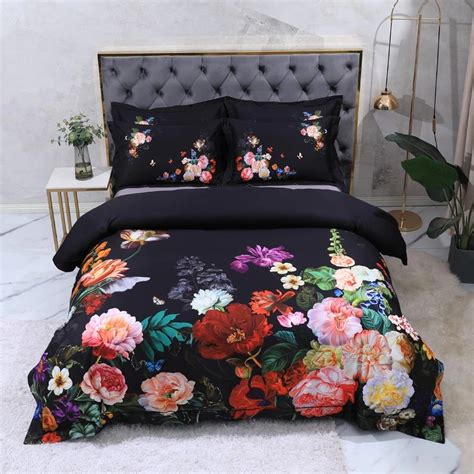 Black Floral Bedding Set Floral Bedding Set Premium Bedroom