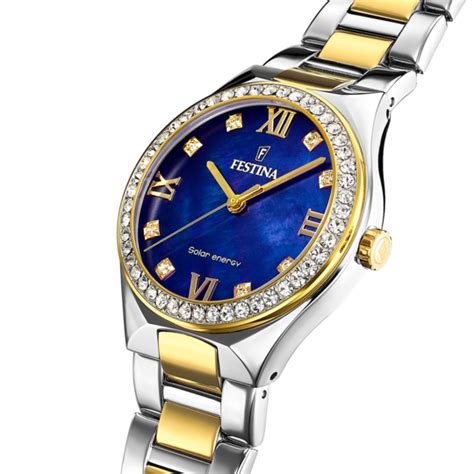 Festina Solar Energy F Bleu Acier Inoxydable Femme