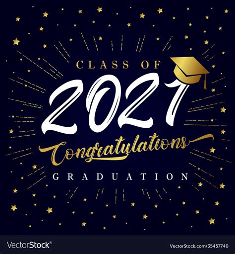 Class 2021 graduation poster with golden star Vector Image