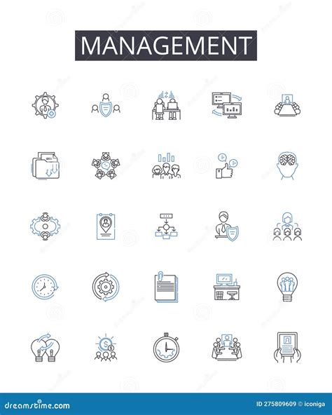 Managerial Direction Line Icons Collection Leadership Guidance