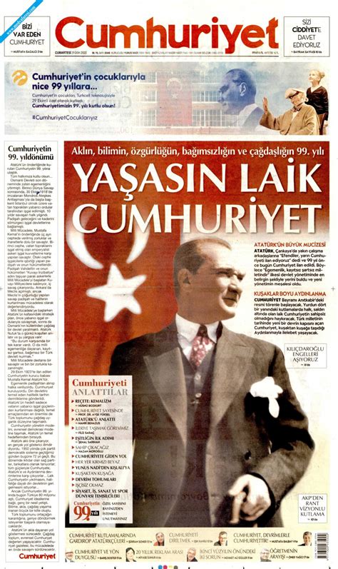 Cumhuriyet Gazetesi Ekim Cumartesi