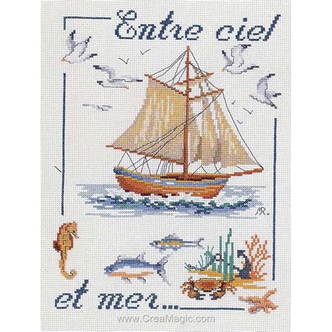 Broderie Au Point De Croix Entre Ciel Et Mer Sur Toile Aida En Kit