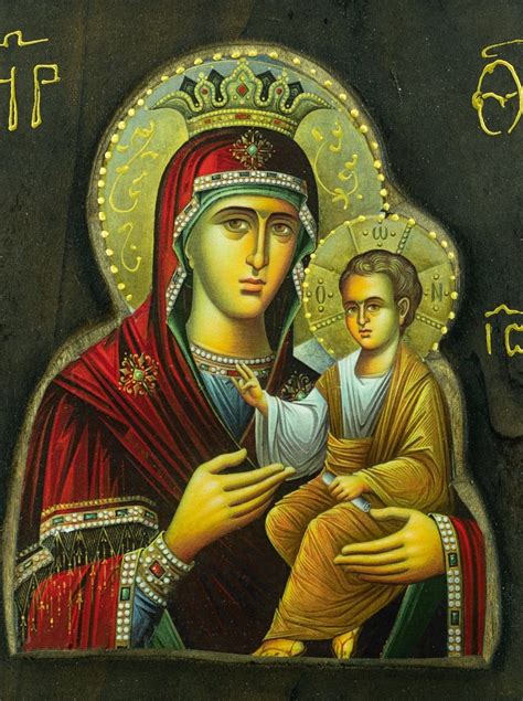 Virgin Mary Icon Panagia Glykophilousa Handmade Greek Orthodox Icon