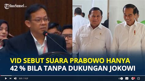 Ekonom Ui Di Sidang Mk Sebut Suara Prabowo Hanya Persen Bila Tanpa