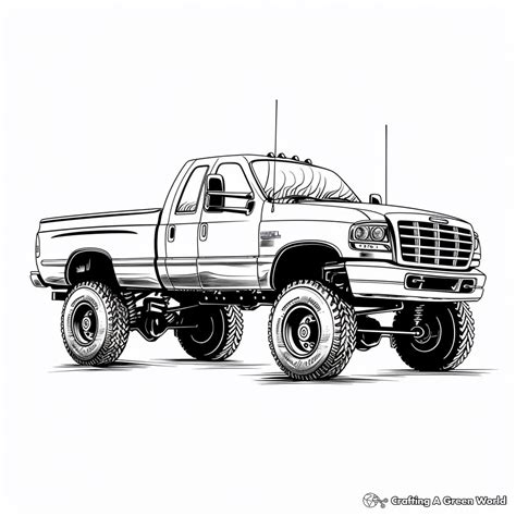 Diesel Truck Lifted Truck Coloring Pages Free And Printable