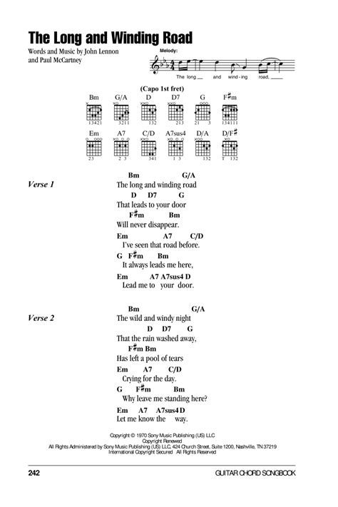 The Long And Winding Road By The Beatles Guitar Chords Lyrics