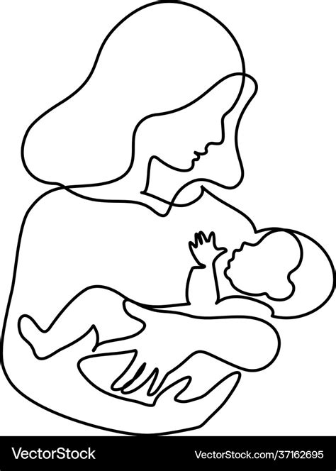 Happy Mother Day Card Continuous One Line Drawing Vector Image