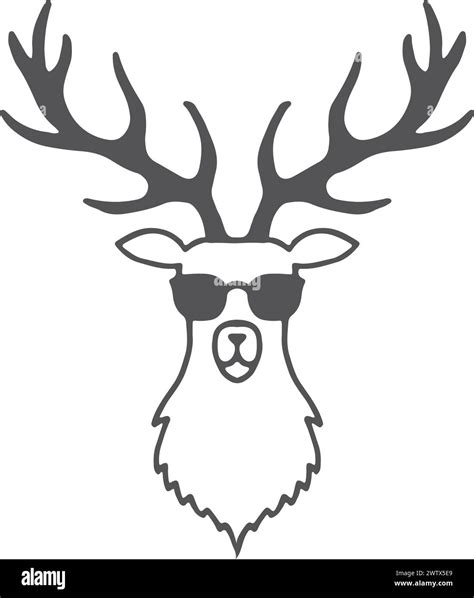 Deer Head In Sunglasses Funny Hipster Black Logo Stock Vector Image