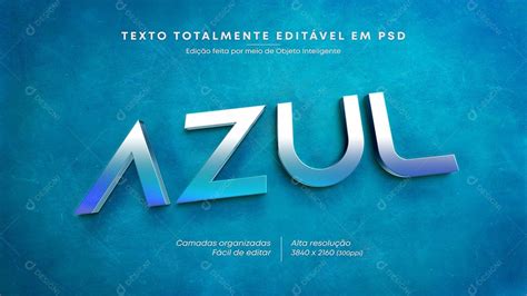 Efeito De Texto D Azul Psd Edit Vel Zip Textos Azul Fotos