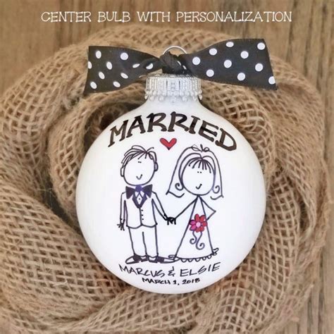 Just Married Ornament First Christmas Bulb T Set Emmaline Bride