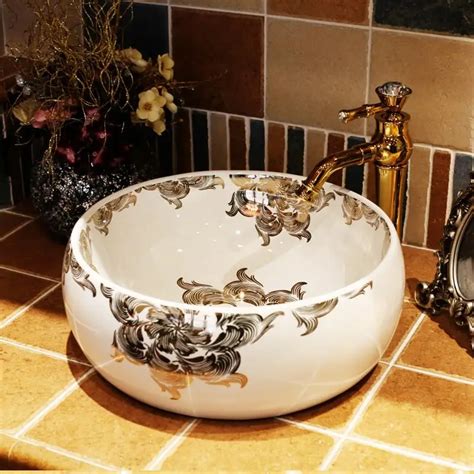 China Handmade Lavabo Ceramic Washbasin Europe Luxurious Artistic