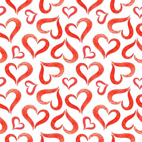 Watercolor Hearts Vector Seamless Pattern Stock Vector Illustration