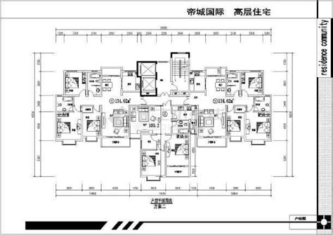 某住宅楼两梯三户平面户型设计方案cad图纸下载土木在线资料库