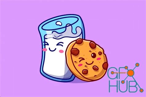 Cute Milk And Cute Cookies Cartoon Illustration