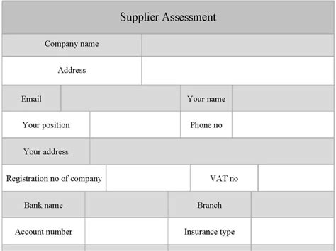 Supplier Assessment Form Editable Pdf Forms