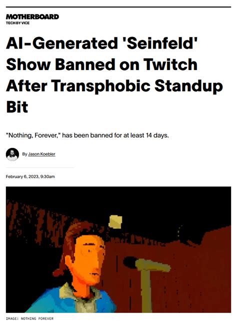 Ai Generated Seinfeld Show Banned On Twitch After Transphobic Standup