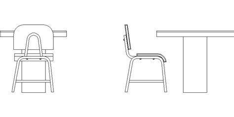 Bloques AutoCAD Gratis De Silla Con Mesa En Alzados Posterior Y Lateral