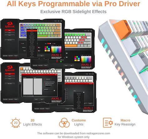 Redragon Akali Mechanical Keyboard Outemu Red Switches Hot Swappable Detachable Type C