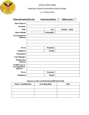 Fillable Online Afms Org Application BFormb For Forensic Human ID