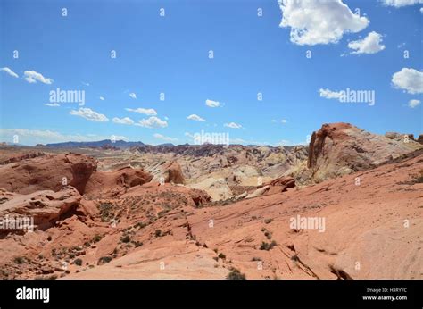 A panorama of desert scenery in the Valley of Fire, Nevada Stock Photo ...