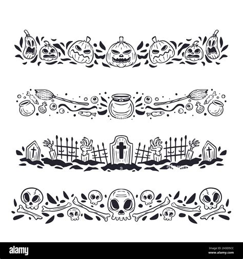 Hand Drawn Halloween Border Collection Stock Vector Image And Art Alamy