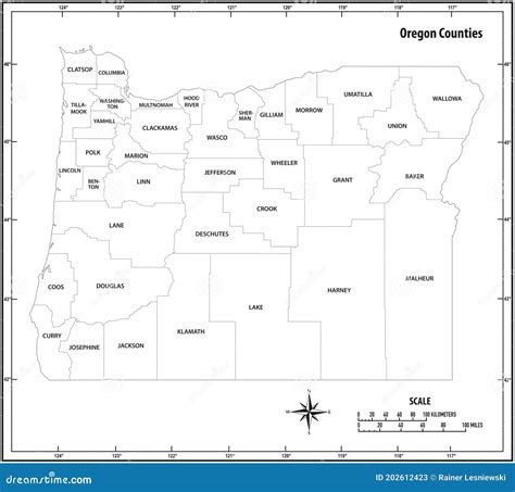 Oregon State Outline Administrative And Political Map In Black And