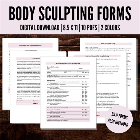 Body Sculpting Consent Forms Body Contouring Forms Esthetician Intake