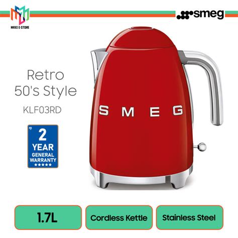 Smeg Cordless Kettle Klf03 50s Retro Style Aesthetic Series 17l