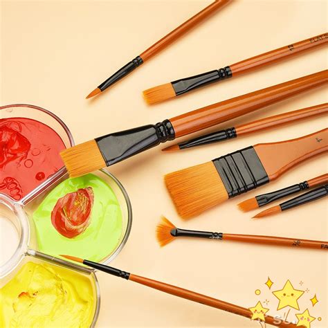 Art Paint Brush Set Pcs Nylon Hair Paint Brushes For Oil Acrylic