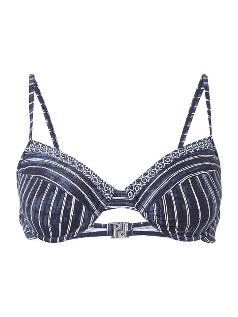 Esprit Bikini Oberteil Mit Allover Muster Dunkelblau Online Kaufen